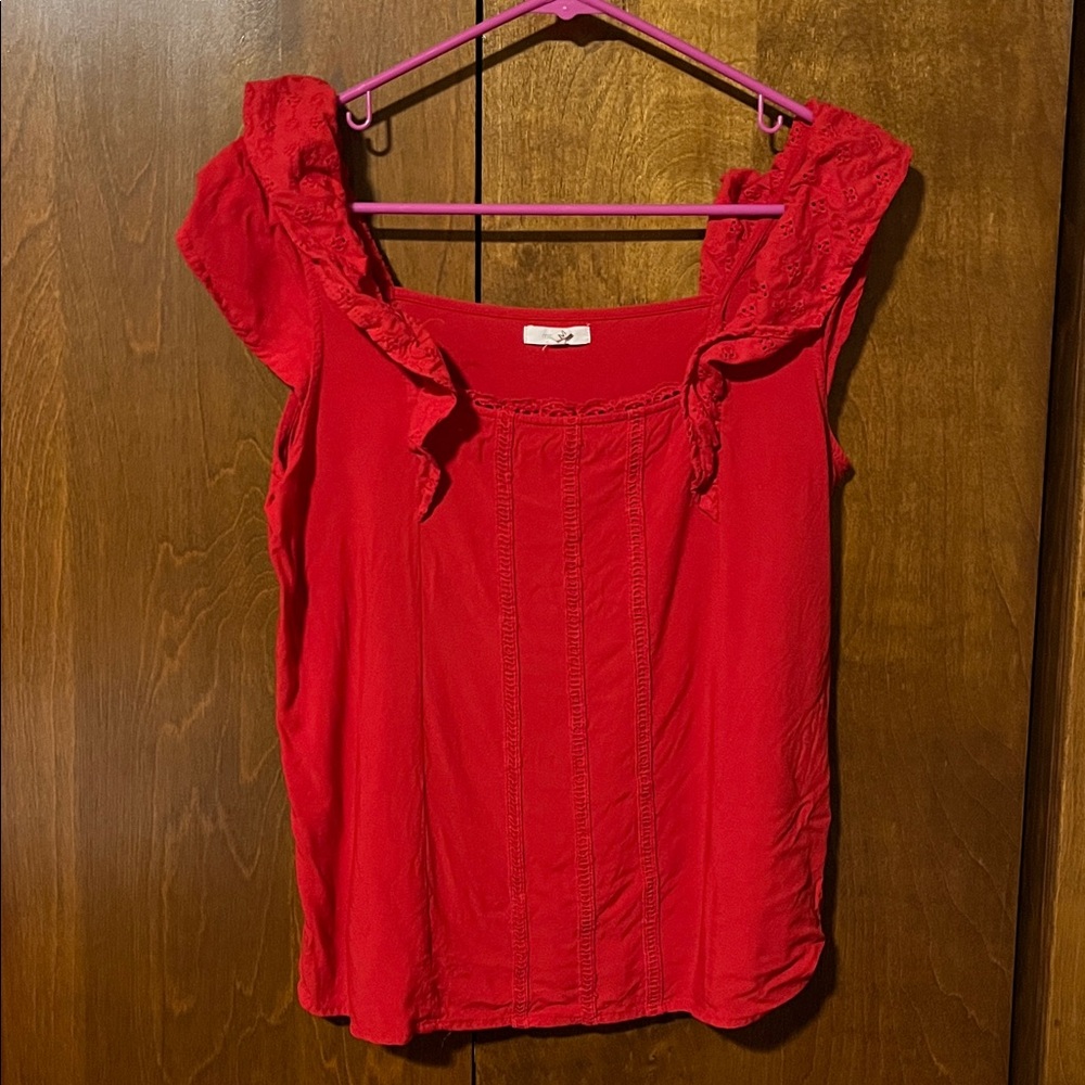 Maurices Red Ruffled Tank Top